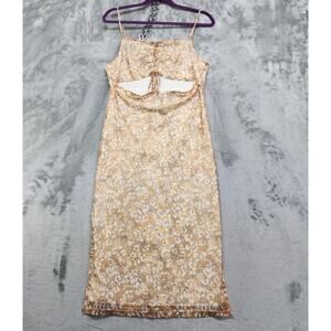 NEW Revolve BCBGeneration Dress Size M Tan Animal Print Cutout Ruched Mesh Lined